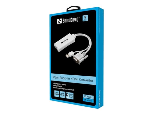Sandberg Converter VGA+Audio til HDMI hvid