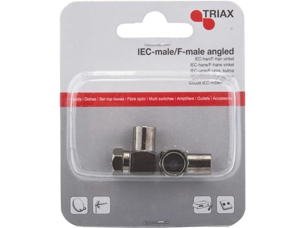 Triax - Antenneadapter - F-kopling hann til IEC-kobling hann - vinklet