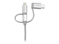 Miniatyrbild 3 av 5: StarTech.com 1 m USB-multiladdningskabel - USB till Micro-USB eller USB-C eller Lightning för iPhone/ iPad/iPod/Android - Apple MFi-certifierad - 3 i