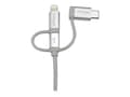 Miniatyrbild 4 av 5: StarTech.com 1 m USB-multiladdningskabel - USB till Micro-USB eller USB-C eller Lightning för iPhone/ iPad/iPod/Android - Apple MFi-certifierad - 3 i