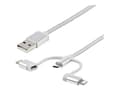 Miniatyrbild 2 av 5: StarTech.com 1 m USB-multiladdningskabel - USB till Micro-USB eller USB-C eller Lightning för iPhone/ iPad/iPod/Android - Apple MFi-certifierad - 3 i