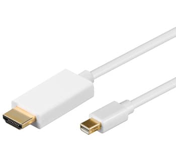 Goobay 2m Mini DisplayPort - HDMI Cable, 2 m, Mini DisplayPort, HDMI, Gull, Hvit, Hankjønn/hankjønn