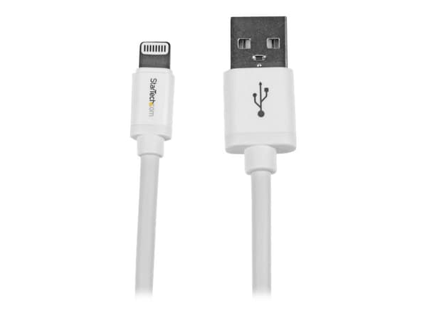 StarTech.com 2m (6ft) Long White Apple 8-pin Lightning Connector to USB Cable for iPhone / iPod / iPad - Charge and Sync Cable (USBLT2MW) - Lightning