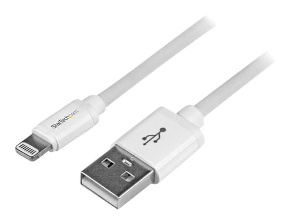 StarTech.com 2m (6ft) Long White Apple 8-pin Lightning Connector to USB Cable for iPhone / iPod / iPad - Charge and Sync Cable (USBLT2MW) - Lightning