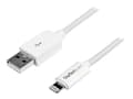 Miniatyrbilde 1 av 5: StarTech.com 2m (6ft) Long White Apple 8-pin Lightning Connector to USB Cable for iPhone / iPod / iPad - Charge and Sync Cable (USBLT2MW) - Lightning