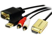 LogiLink - Video/lydkabel - HDMI hann til 15 pin D-Sub (DB-15), RCA x 2 hann - 2 m