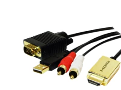 LogiLink - Video/lydkabel - HDMI hann til 15 pin D-Sub (DB-15), RCA x 2 hann - 2 m