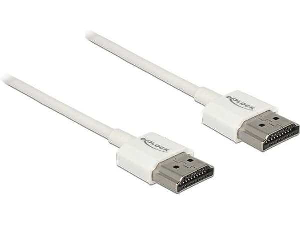 DeLOCK 85126, 1,5 m, HDMI-tyyppi A (vakio), HDMI-tyyppi A (vakio), 3840 x 2160 pikseliä, 3D, Valkoinen