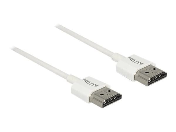 DeLOCK 85126, 1,5 m, HDMI-tyyppi A (vakio), HDMI-tyyppi A (vakio), 3840 x 2160 pikseliä, 3D, Valkoinen