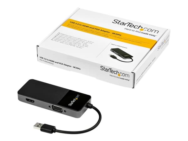 StarTech.com USB 3.0 till HDMI VGA-adapter - 4K 30 Hz - Videokort - USB typ A hane till HD-15 (VGA), HDMI hona - svart, silver