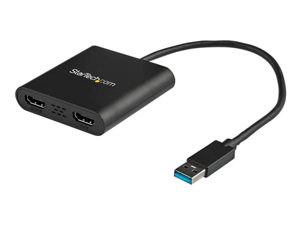 StarTech.com USB 3.0 to Dual HDMI Adapter, 1x 4K 30Hz & 1x 1080p, External Video & Graphics Card, USB Type-A to HDMI Dual Monitor Display Adapter Don