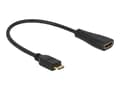 Miniatyrbild 2 av 5: Delock - HDMI-kabel med Ethernet - 19 pin mini HDMI Type C hane till HDMI hona - 23 cm - svart