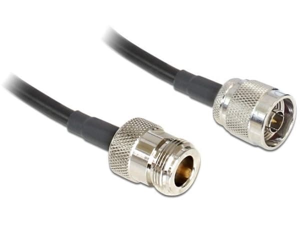Delock - Antennekabel - N-kontakt (hunn) til N-kontakt (hann) - 6 m - koaksial - LMR-195 - svart