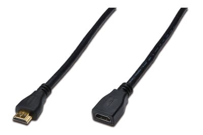 ASSMANN HDMI High Speed - HDMI-forlengelseskabel med Ethernet - HDMI hunn til HDMI hann - 5 m - trippel beskyttelse - svart