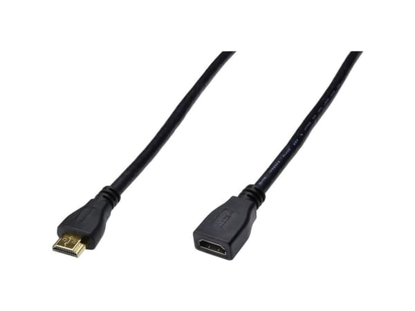 ASSMANN HDMI High Speed - HDMI-forlengelseskabel med Ethernet - HDMI hunn til HDMI hann - 5 m - trippel beskyttelse - svart