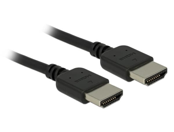 Delock Premium - Premium High Speed - HDMI-kabel med Ethernet - HDMI hann til HDMI hann - 2 m - tredobbeltskjermet snodd ledningspar - svart - 4K-stø