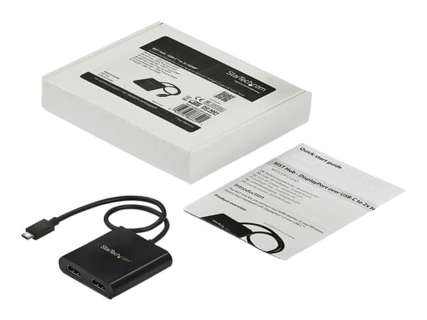 StarTech.com MST-hubb med två portar för USB-C till HDMI - 4K 30 Hz - Adapterkabel - 24 pin USB-C hane till HDMI hona - 44 m - svart - 4K30 Hz (3840