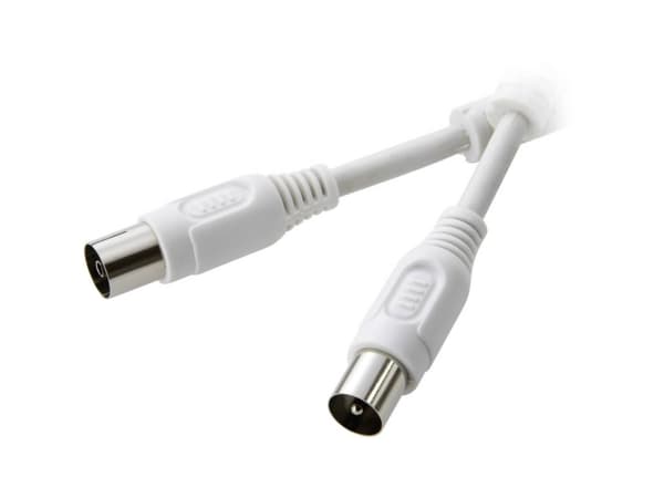 SpeaKa Professional Antennas Connection Cable [1x Antenna Connector 75 Ω - 1x Antenna Socket 75 Ω ] 10.00 m 90 dB med ferritkärna Vit