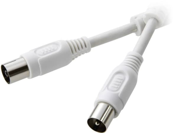 SpeaKa Professional Antennas Connection Cable [1x Antenna Connector 75 Ω - 1x Antenna Socket 75 Ω ] 10.00 m 90 dB med ferritkärna Vit