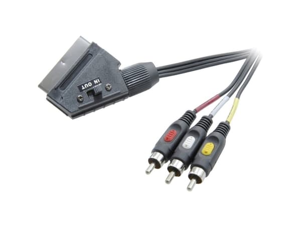 SpeaKa Professional Scart / Composite (phono) TV-mottagare Anslutningskabel [1x SCART-kontakt - 3x Cinch-kontakt] 2,00 m Svart
