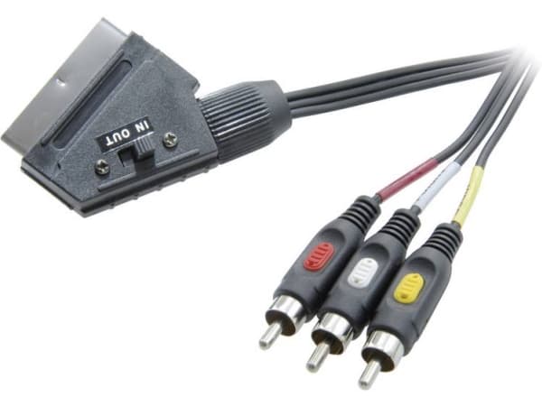 SpeaKa Professional Scart / Composite (phono) TV-mottagare Anslutningskabel [1x SCART-kontakt - 3x Cinch-kontakt] 2,00 m Svart