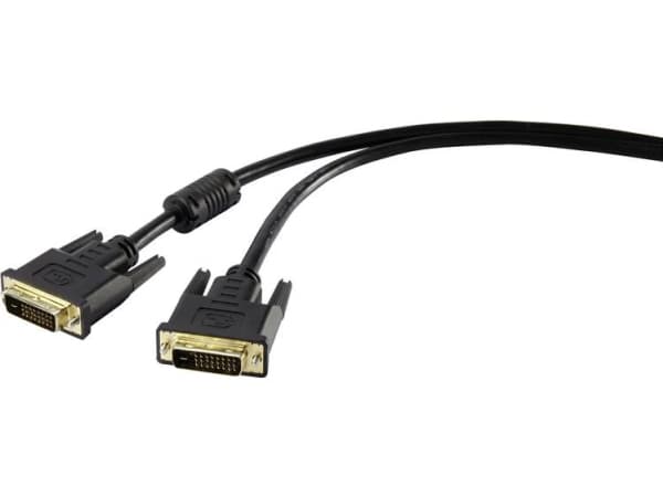 Renkforce RF-4212195, 1,8 m, DVI, DVI, Hanstik, Hanstik, Sort