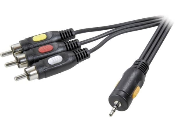 SpeaKa Professional SP-7869872, 2,5mm, Hankoppling, 3 x RCA, Hankoppling, 2,5 m, Svart