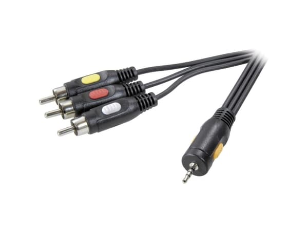SpeaKa Professional SP-7869872, 2,5mm, Hankoppling, 3 x RCA, Hankoppling, 2,5 m, Svart