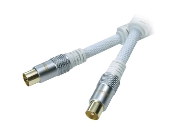 Vivanco PS L7110 15WS, 1,5 m, Koaksialplugg, Koaksialkontakt, Hvit