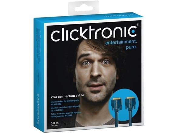 ClickTronic 5m VGA Connection, 5 m, VGA (D-Sub), VGA (D-Sub), Blå, Gull, Hankjønn/hankjønn
