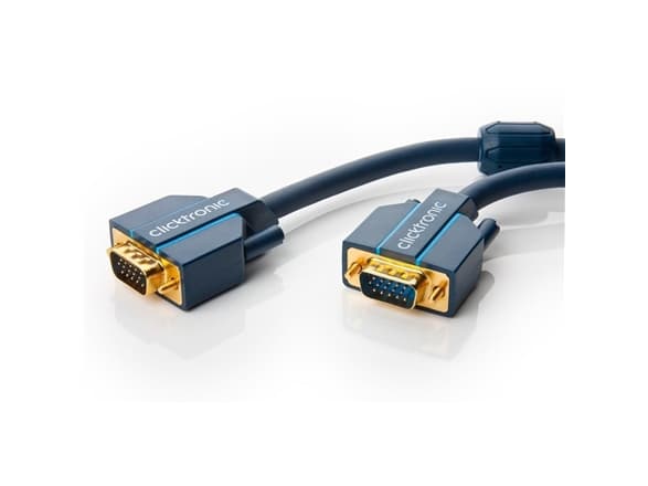 ClickTronic 5m VGA Connection, 5 m, VGA (D-Sub), VGA (D-Sub), Blå, Gull, Hankjønn/hankjønn