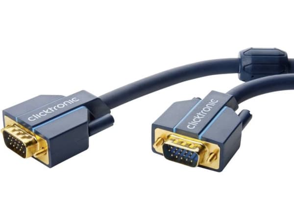 ClickTronic 5m VGA Connection, 5 m, VGA (D-Sub), VGA (D-Sub), Blå, Gull, Hankjønn/hankjønn