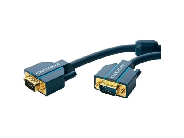 ClickTronic 5m VGA Connection, 5 m, VGA (D-Sub), VGA (D-Sub), Blå, Gull, Hankjønn/hankjønn