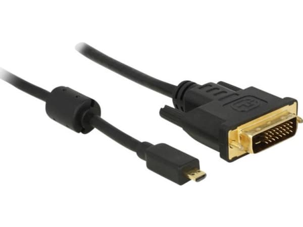 Delock - Adapterkabel - dobbeltlenke - DVI-D hann til 19 pin micro HDMI Type D hann - 1 m - svart