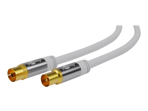 goobay - Antennekabel - IEC-kobling hunn til IEC-kobling hann - 5 m - firenivåsskjerming - 135 dB - hvit - solid