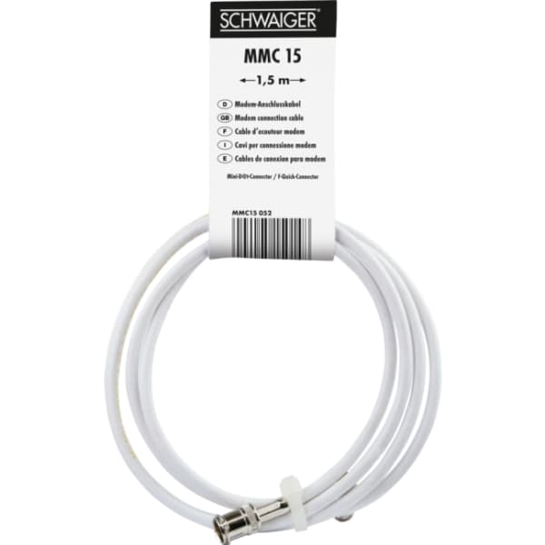 Schwaiger antennetilkoblingskabel [1x F-Quick-plugg - 1x Mini-Dat-plugg] 1,50 m 90 dB