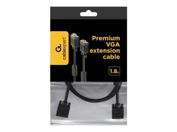 Cablexpert Premium CC-PPVGAX-6B - VGA-kabel - HD-15 (VGA) (hona) till HD-15 (VGA) (hane) - 1.8 m - formpressad, tumskruvar - svart