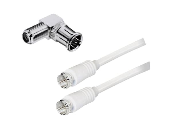 BKL Electronic Antenner, SAT Tilslutningskabel [1x F-stik - 1x F-stik] 2.50 m 85 dB dobbeltskærmet Hvid