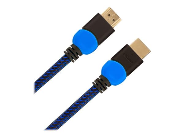 SAVIO GCL-02 - High Speed - HDMI-kabel med Ethernet - HDMI hann til HDMI hann - 1.8 m - svart, blå - 4K-støtte - for Sony PlayStation 4, Sony PlaySta