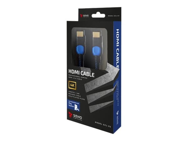 Savio GCL-02, 1,8 m, HDMI-tyyppi A (vakio), HDMI-tyyppi A (vakio), 3D, 100 Gbit/s, Musta, Sininen