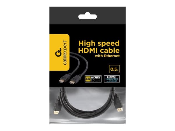 Gembird CC-HDMI4-0.5M, 0,5 m, HDMI-tyyppi A (vakio), HDMI-tyyppi A (vakio), 3840 x 2160 pikseliä, 3D, Musta