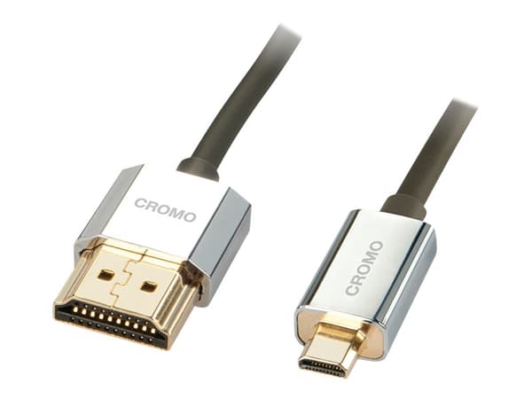 Lindy 41680 HDMI-kabel 0,5 m HDMI Type A (Standard) HDMI Type D (Mikro) Sort, Sølv