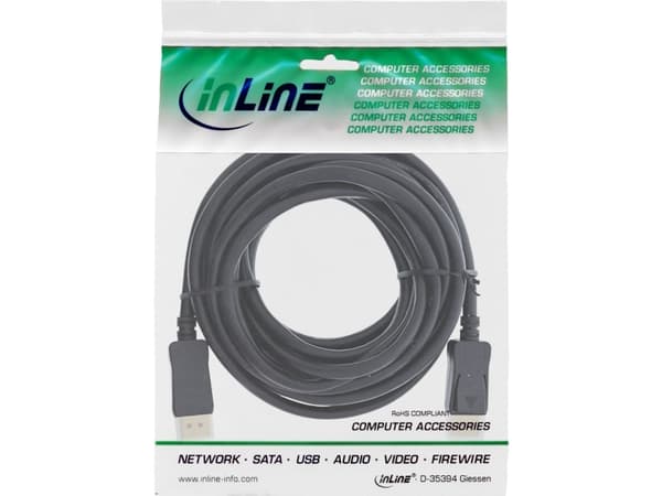 InLine 17205P, 5 m, DisplayPort, DisplayPort, Hankjønn, Hankjønn, 7680 x 4320 piksler