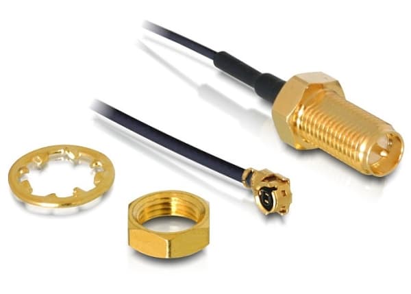 Delock HF Antenna Connection for Installation - Antennekabel - I-PEX (hann) til RP-SMA (hunn) - 35 cm - svart