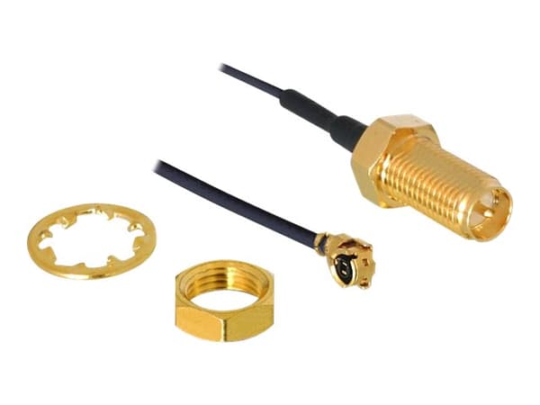 Delock HF Antenna Connection for Installation - Antennekabel - I-PEX (hann) til RP-SMA (hunn) - 35 cm - svart