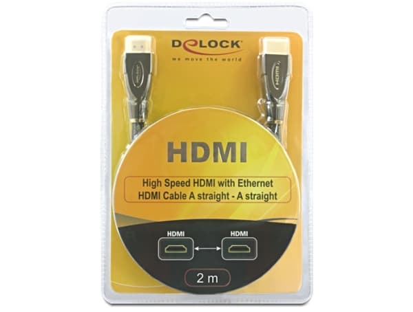 Delock High Speed HDMI with Ethernet - HDMI-kabel med Ethernet - HDMI hann til HDMI hann - 2 m - antrasitt