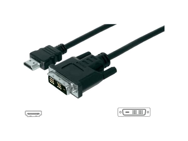 ASSMANN - Adapterkabel - HDMI hann til DVI-D hann - 3 m - dobbeltisolert - svart