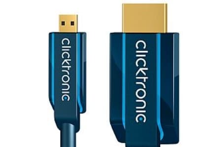 ClickTronic 5m Micro-HDMI Adapter, 5 m, HDMI Type D (Mikro), HDMI Type A (Standard), 10,2 Gbit/s, Blå