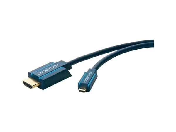 ClickTronic 5m Micro-HDMI Adapter, 5 m, HDMI Type D (Mikro), HDMI Type A (Standard), 10,2 Gbit/s, Blå