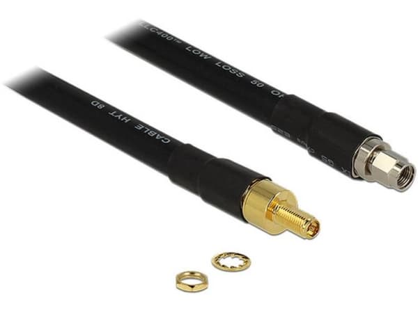 Delock CFD400 LLC400 low loss - Antenneforlengelseskabel - RP-SMA (hunn) til RP-SMA (hann) - 40 cm - CFD-400 - svart